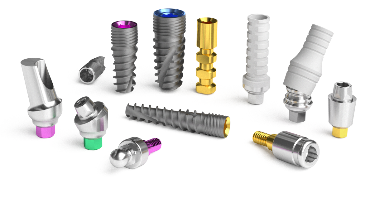 BIONIKA BioLevel Implant System, with implants and abutments wide range.