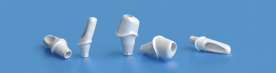 Custom abutments perfectly adapted to the gingival contour.