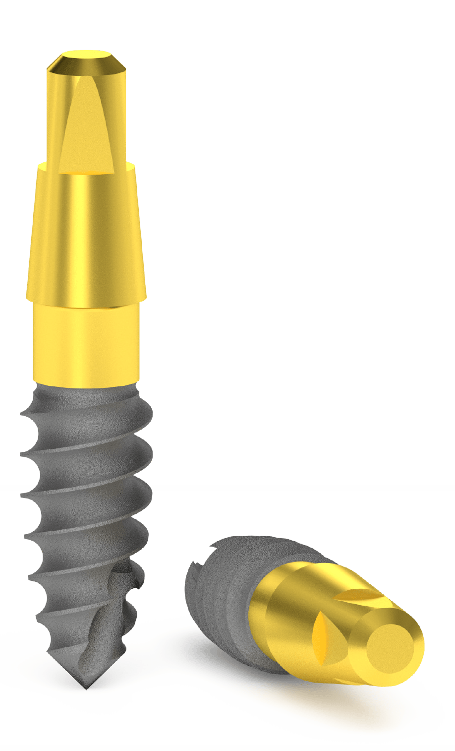 dentoss-implant-system Dentoss implantátumok 90°-os, kúpos végződéssel.